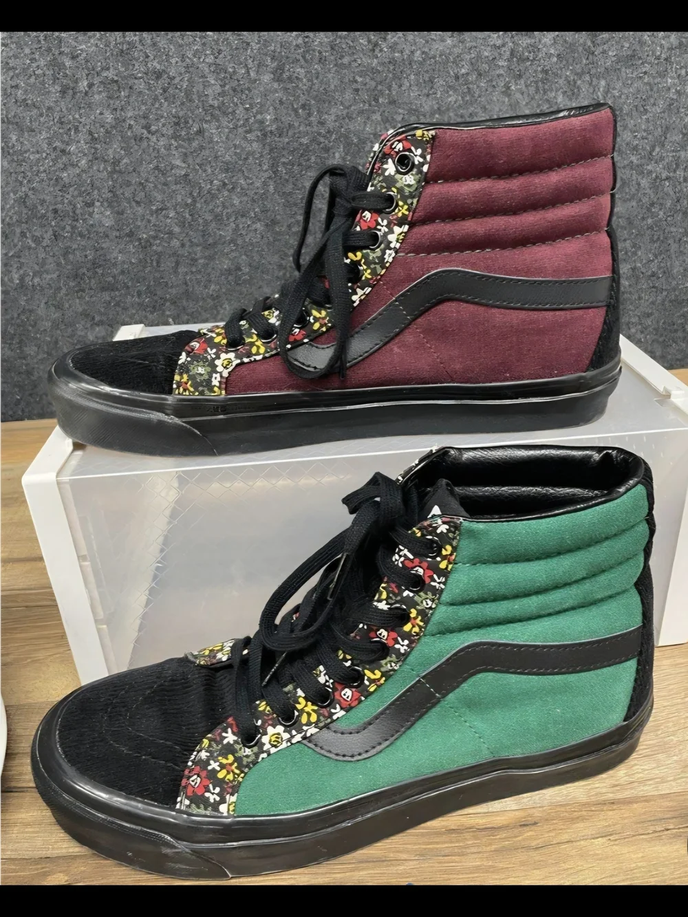 Vans Sk8-Hi 38 DX Anaheim Factory (Velvet Floral) in the Velvet Red / Green